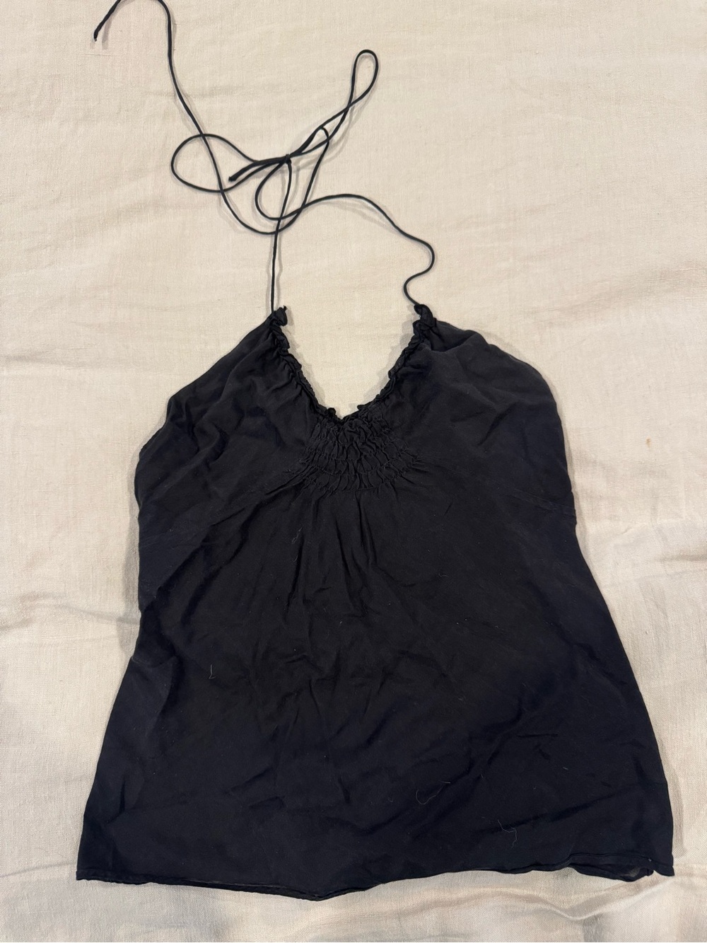 Armani Exchange Black Halter Cami Top with Neck Tie